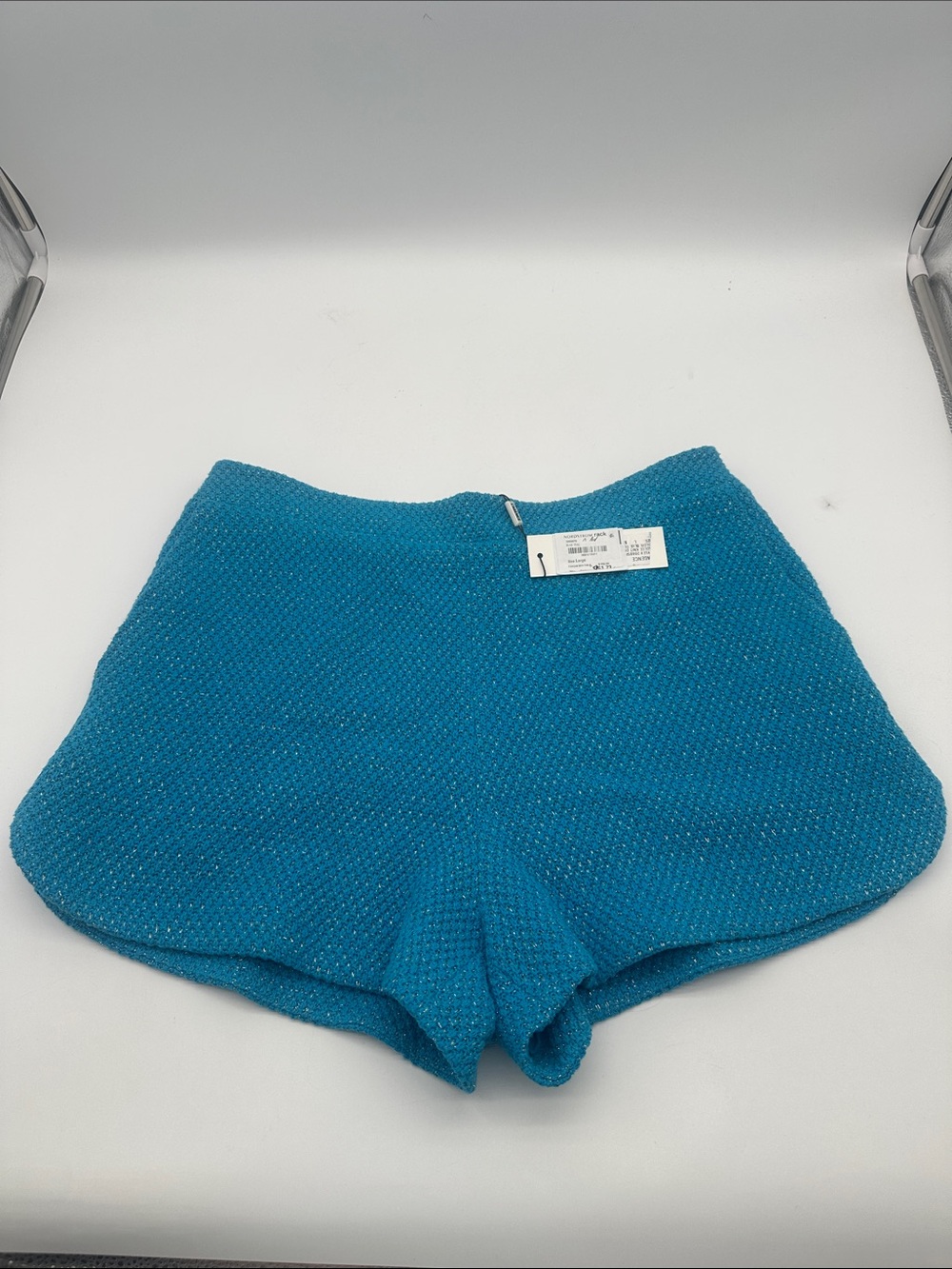 L'AGENCE Teal Textured High-Waist Knit Shorts